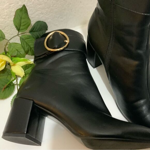 IDIFU Women Dressy Chunky Heel Ankle Boots Pointed Toe Metal Boots Size 8.5 - Picture 6 of 11